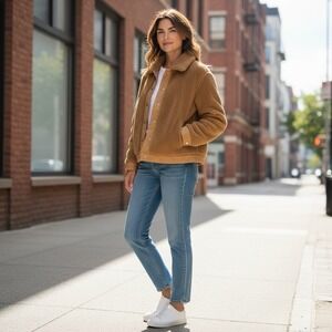 Madewell Sherpa Portland Jacket Banded Sleeves and Hem Full Snap Women's Size Sm